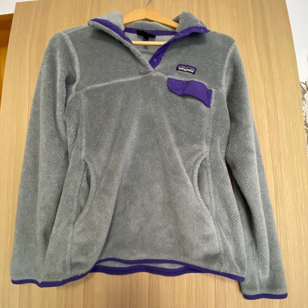Patagonia Womens M Re-Tool Snap-T Fleece Pullover Grey Purple Polartec 25442